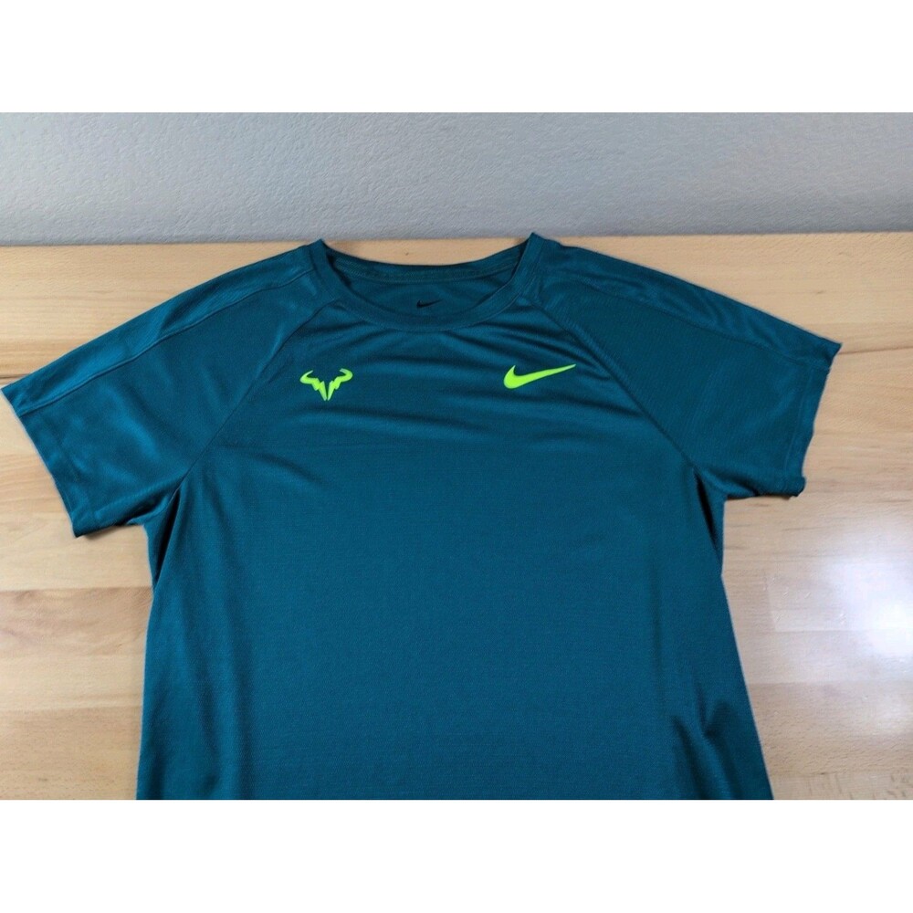 Nike Rafa Nadal Dri-Fit ADV Blue Green Tennis Shirt Men's Small DV2887-381